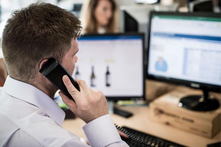 office worker with phone